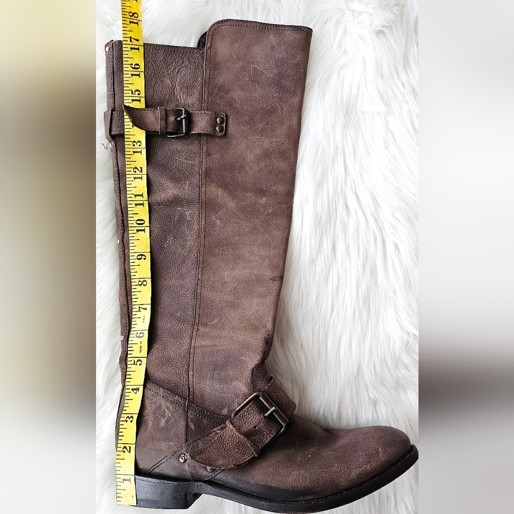 DV By Dolce Vita Brown Leather Equestrian Riding Knee High Rustic Tall Boots 8.5 - Picture 14 of 16